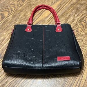 Jingpinpiju Black and Red Embossed Tote Bag